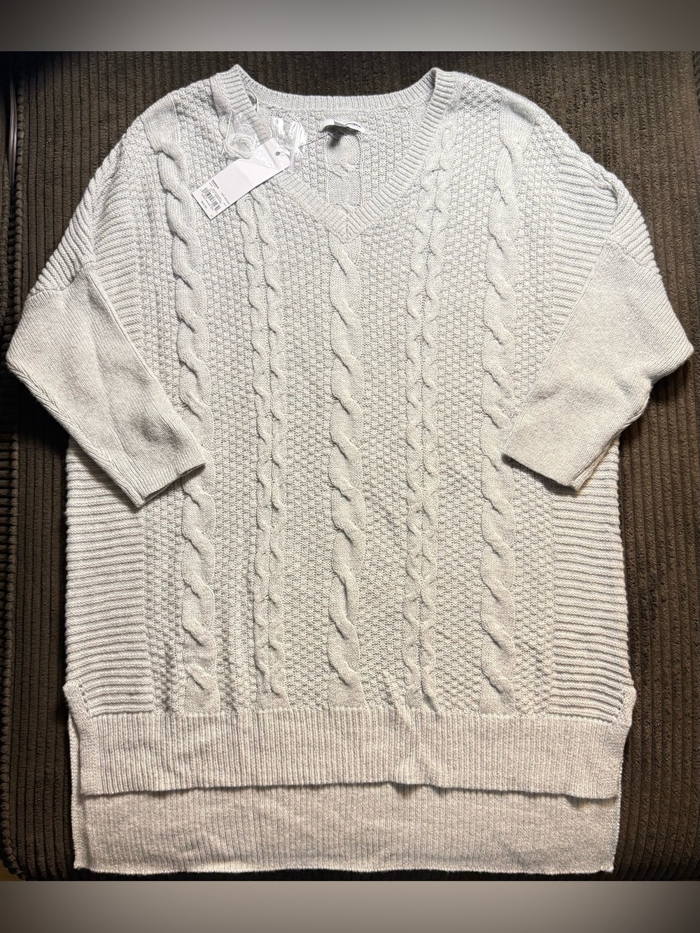 NWT SONOMA Light Ivory Cable Knit Sweater - V-Neck